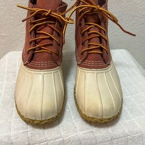 L.L. Bean Tan and Cream Lace-Up Boots
